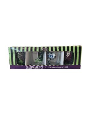 BEETLEJUICE Glassware Set of 4 Shot Glasses 1.5 oz Different Scene on Each